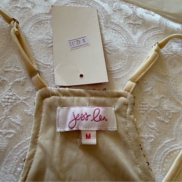 Jess Lea Sequin Tank Women’s Medium Champagne Gold Sparkle Sleeveless Racerback - Picture 12 of 15